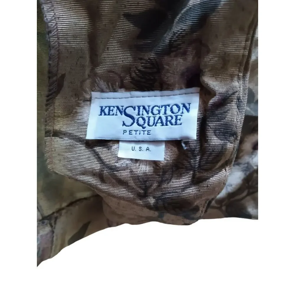 Vintage Kensington Square Blazer Petite One Button Size SP Floral Sand Rare
